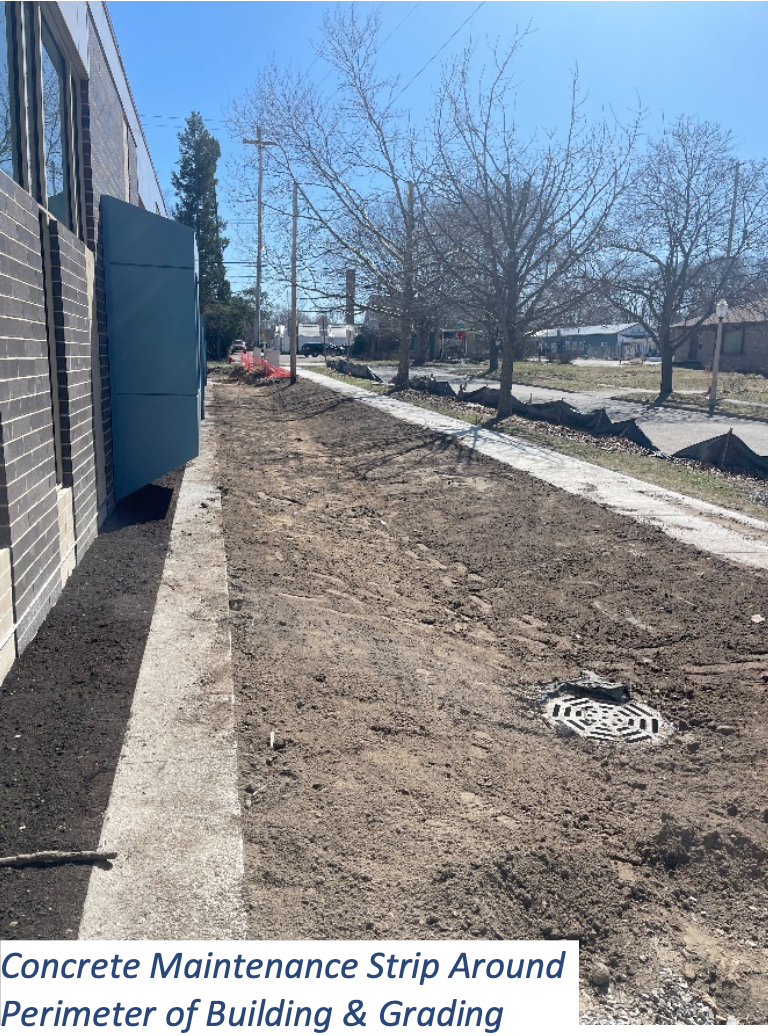 Concrete Maintenance Strip Around Perimeter of Building and Grading